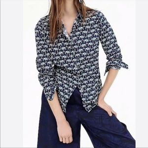 J. Crew Slim Cotton Perfect Shirt Elephants